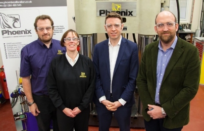 Left to Right:  Darren Wilkes (Technical Director, Phoenix ), Vicki Wilkes (Managing Director, Phoenix), Kevin McGuigan (Finance Director, Rubery Owen), Richard Jenkins (Executive Chairman, Rubery Owen)